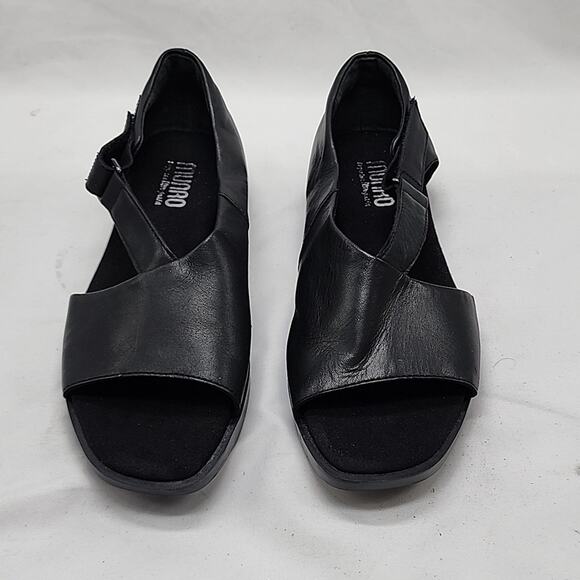 ■MUNRO■PEYTON●BLACK LEATHER SANDAL SLIGHT PLATFORM VELCRO STRAP LADIES 7■NWOB😍 - Picture 3 of 16